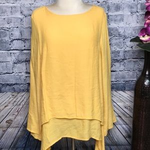 2/$18 A-Line Bell Sleeve Layered Tunic Top NWOT